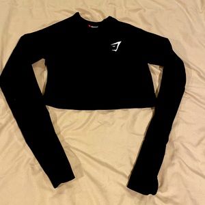 Crop top long sleeve gym shark